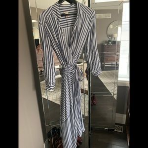 H&M Blue and White striped wrap Dress
